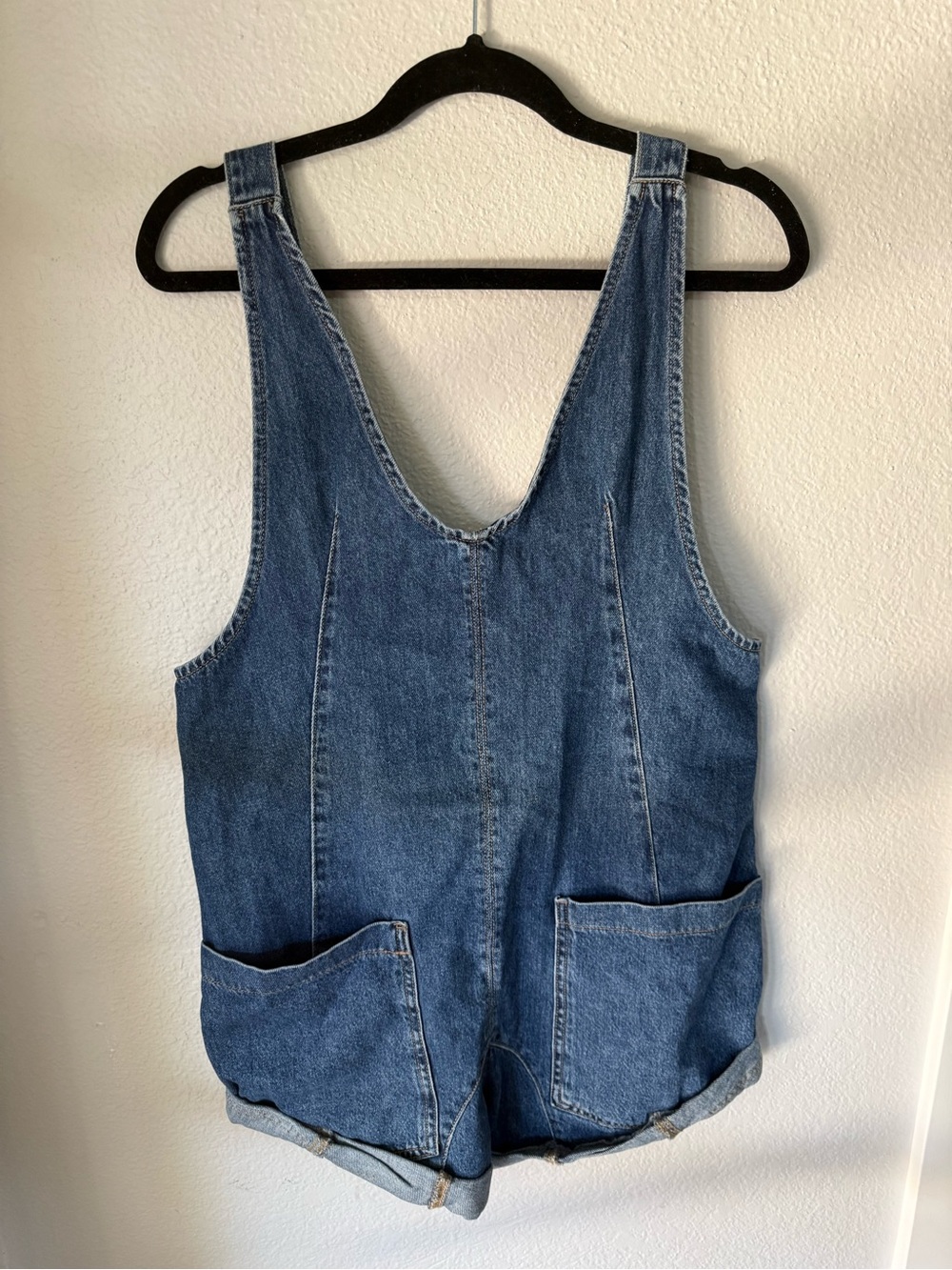 We The Free Blue Oversized Denim Shortalls Romper XS
